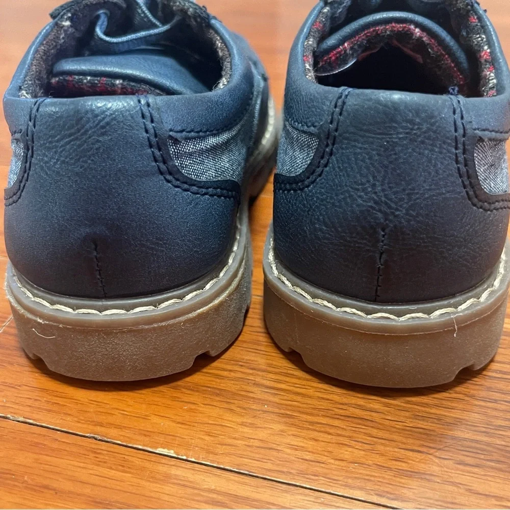Lily & Dan Boys Navy Oxford Dress Shoes Size 7/8 Toddler Lug Sole Easy On No Tie